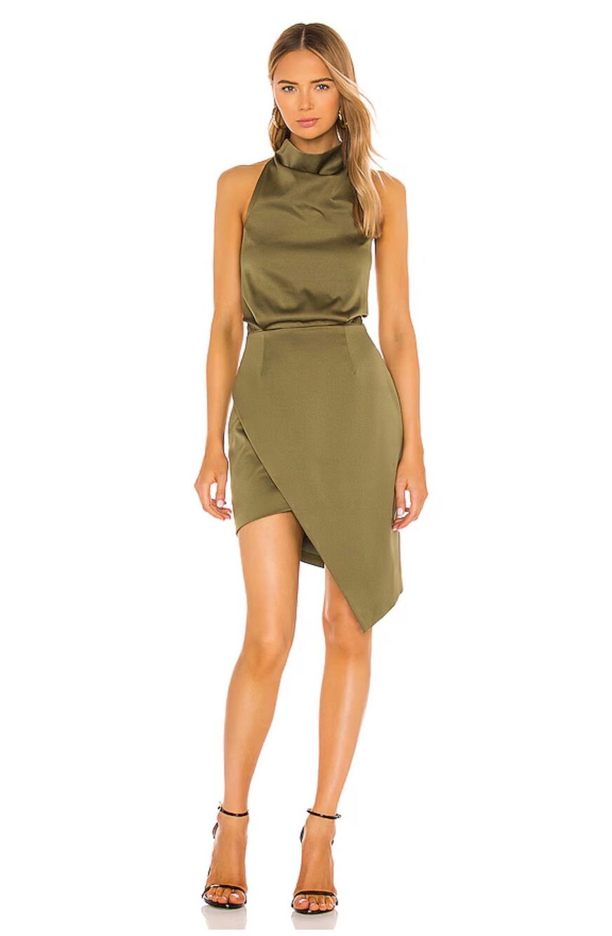 Elliatt Olive Satin Mini Dress